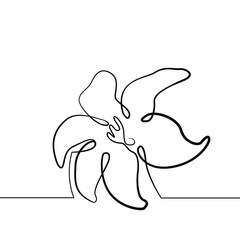 lily drawn with a continuous black line. Vintage element for minimal design. Vector illustration.