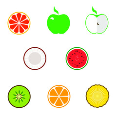 Tropical fruits seamless pattern. Bright colored circles.
