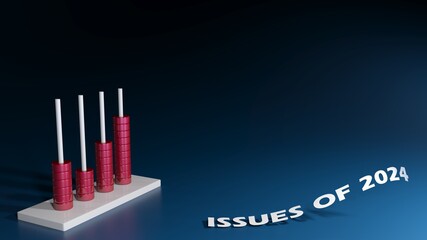 Blue background with abacus for ISSUES OF 2024 - 3D Rendering illustration