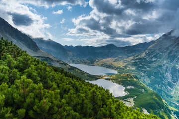 View on Przedni Staw and Wielki Staw in Tatra Mountains