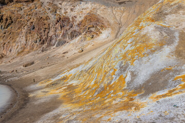 Schwefelverfärbungen am Rand des Viti Kraters in Island © Alexander Jeglitsch