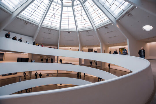 New York, United States of America - December 8, 2019. Interior of the famous Guggenheim Museum in the 5th Avenue in New York City. 