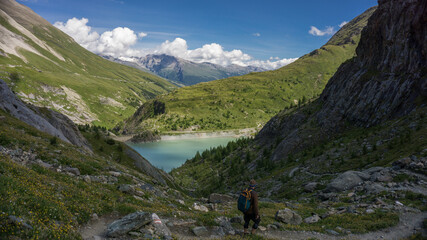 Fototapeta na wymiar Europe top 10 best hiking trails with crystal clear blue sky and lake