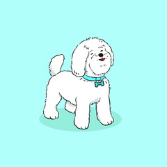 white cute dog standing happy vector