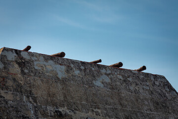 Shot of the Cannons located in the Walls of Cartagena and Baluarte de Santa Calatina