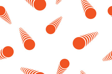 Seamless, abstract background pattern made with circles in motion / celebration abstraction. Modern, playful, simple vector art in orange color.
