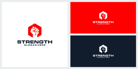 strenght logo design vector template premium