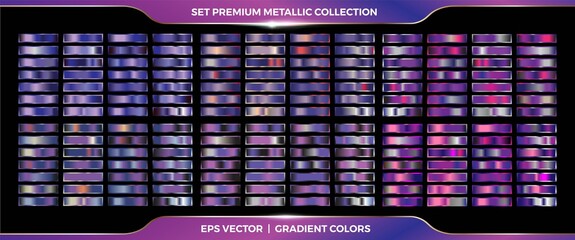 Purple Violet mauve plum collection of gradients Mega set of metallic palettes Vector template