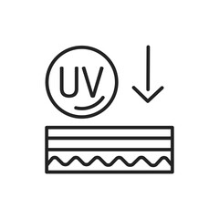 Uvb and uva influence black line icon. Skin layer. 