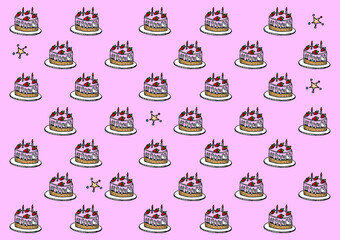 A birthday celebration cake set up as a patten. For making graphics