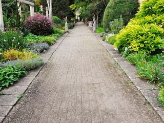 Scenic view of a path in a beautiful garden