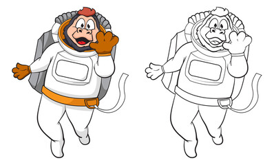 cartoon cute gorilla astronaut