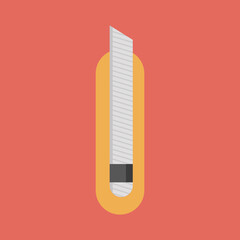 
Stationery Knife Flat Design Illustration