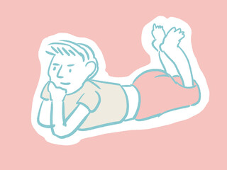 寝転んで考え事をしている男性