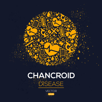 Creative (Chancroid) disease Banner Word with Icons ,Vector illustration.	