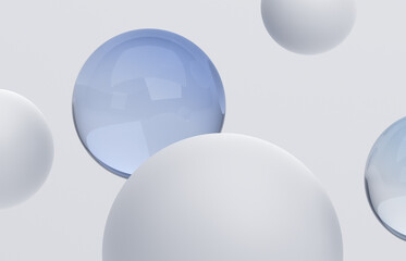 Abstract 3d render of white spheres, modern background design