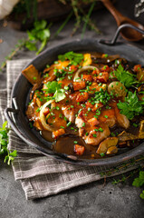 Pork steak with mushrooms and herbs