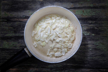 Cut White Onion Still Boiling
