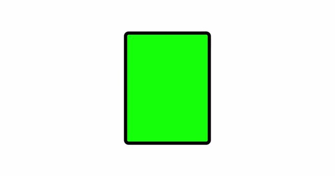 Modern tablet computer mockup with green screen isolated on white background. 4K animation with motion zoom effect
