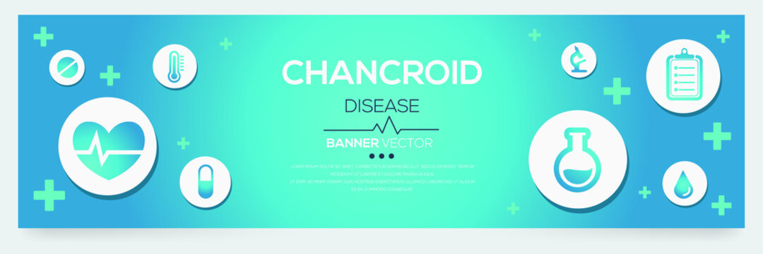 Creative (Chancroid) disease Banner Word with Icons ,Vector illustration.	