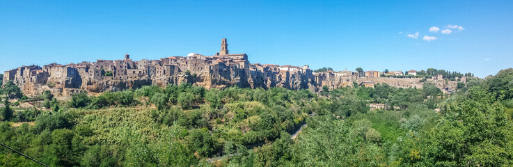 Fototapeta premium Ultra wide Panoramic view of Pitigliano in Tuscany
