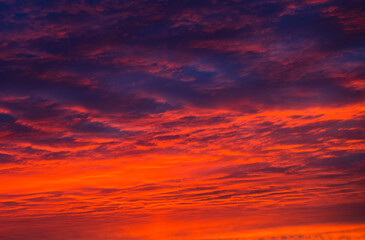 red clouds in the sunset sky