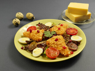 Georgian cuisine, Grilled cheese with vegetables and quail eggs