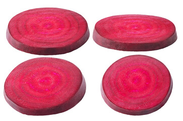 Isolated Beetroot. Different angels of beetroot slices isolated on white background, with clipping...