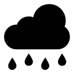 Fototapeta na wymiar Cloud with droplets, rain concept in a glyph icon 