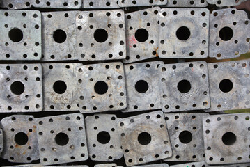 industrial metal background round and squares iron pattern