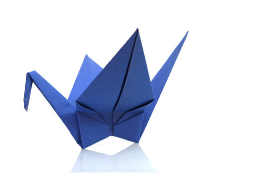 A blue origami crane
