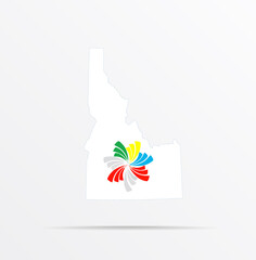 Vector map State of Idaho combined with Pacific Alliance flag.