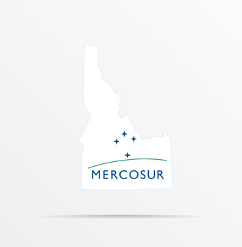 Vector map State of Idaho combined with Southern Common Market (Mercosur) flag.
