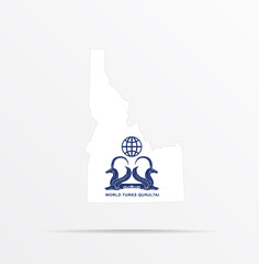 Vector map State of Idaho combined with World Turks Qurultai (WTQ) flag.