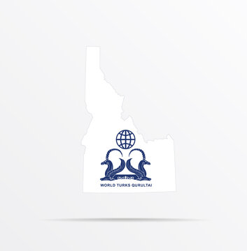 Vector map State of Idaho combined with World Turks Qurultai (WTQ) flag.