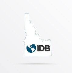 Vector map State of Idaho combined with Inter-American Development Bank flag.