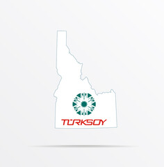 Vector map State of Idaho combined with International Organization of Turkic Culture flag.