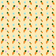 Seamless wallpaper of rabbit and carrot