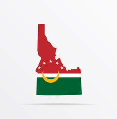 Vector map State of Idaho combined with Arab Maghreb Union (AMU) flag.
