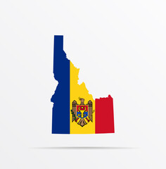 Vector map State of Idaho combined with Moldova flag.
