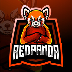 Red panda esport logo mascot design © REYYARTS