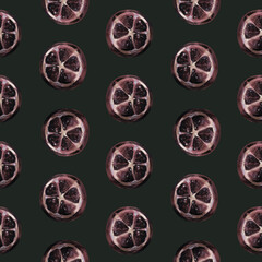 Tropical seamless pattern with grapefruit. Fruit repeating background. Bright raster print for fabric or wallpaper. The picture is made by hand. Design. Grapefruit is painted in oil. Citrus fruit