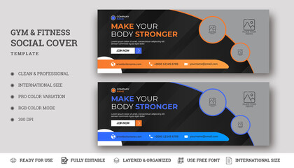 Creative Gym And Fitness Facebook Cover Template