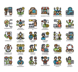 Set of business thin line and pixel perfect icons for any web and app project.