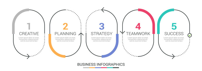 Thin line infographic template with 5 steps. Modern business concept infographics with options for brochure, diagram, workflow, timeline. Vector EPS 10