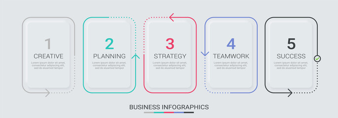 Abstract 3D Infographic thin line infographic template with 5 steps. Modern business concept infographics with options for brochure, diagram, workflow, timeline. Neomorphism style. Vector EPS 10