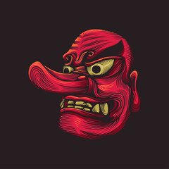 traditional mask angry face vector illustration