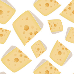 Large piece of Maasdam cheese background. Food seamless pattern.