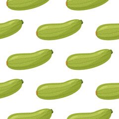 Green squash seamless pattern. Fresh plants background.