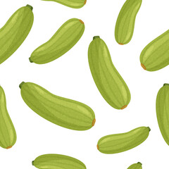 Green squash seamless pattern. Fresh plants background.
